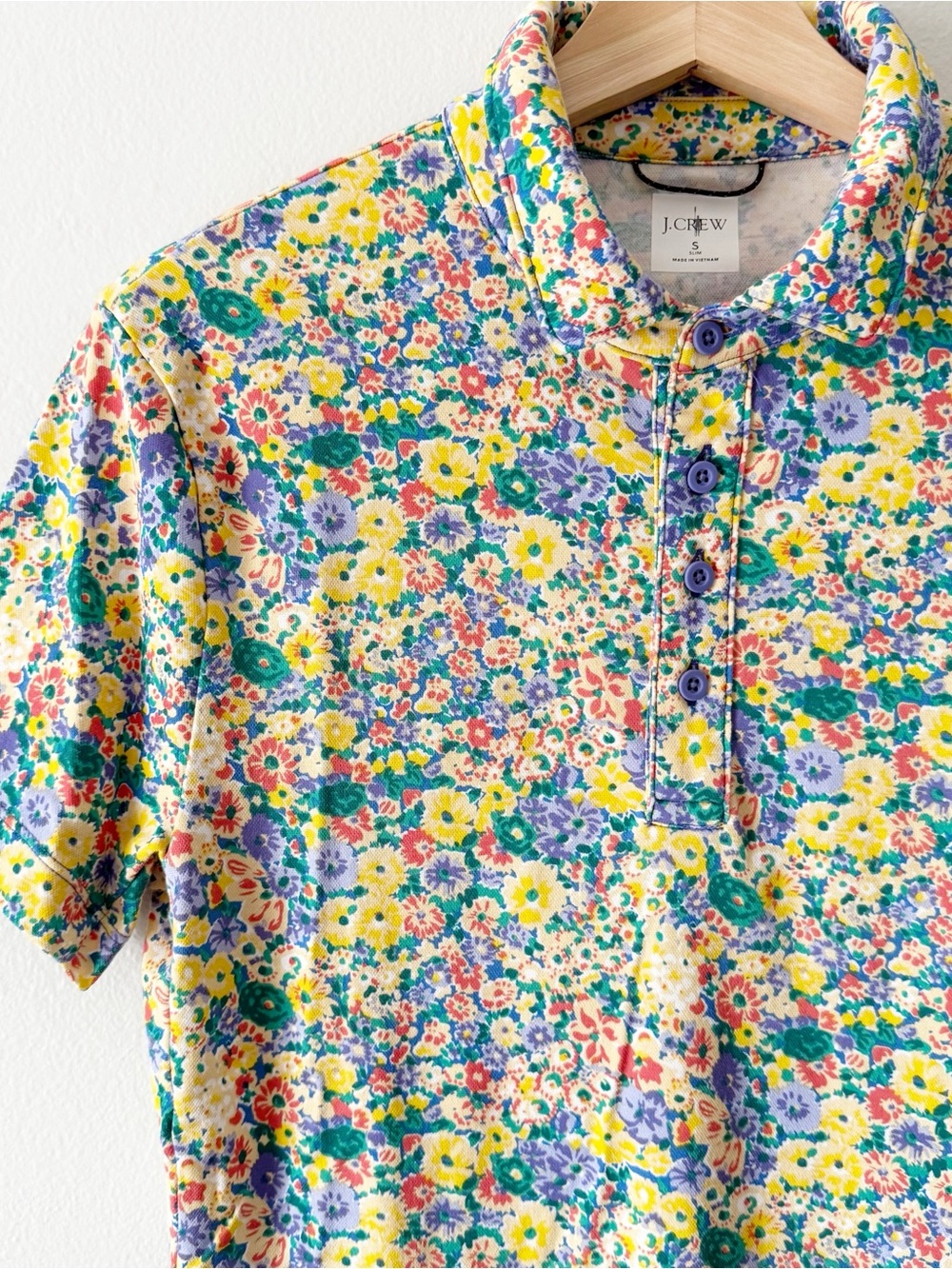 J. Crew Men’s Floral Multicolor Slim Fit Short Sleeve Polo Tee Small